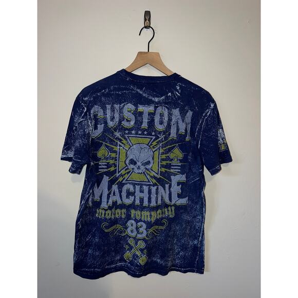 Y2K Custom Machine Shirt Motor Company AOP Blue Graphic Tee 2000s Large - Picture 1 of 13